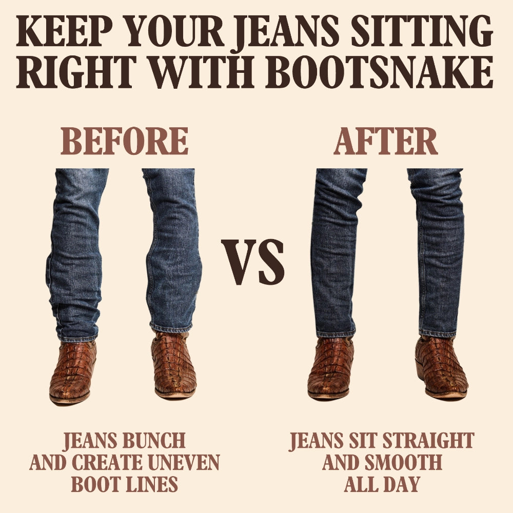 Bootsnake bootstraps in use with jeans